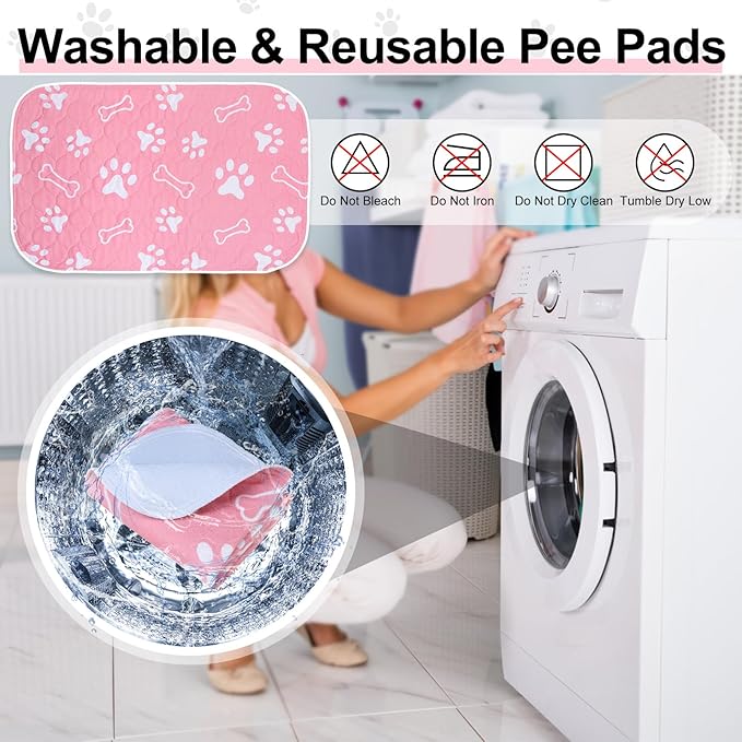BEAUTYZOO 8 Pack Washable Pee Pads for Dogs, Reusable Puppy Pads for Potty Training, Waterproof Super Absorbent Wee Wee Pads for Dogs Non-Slip, Pet Whelping Mats Playpen Dog Crate Floors, 18'' x 24"