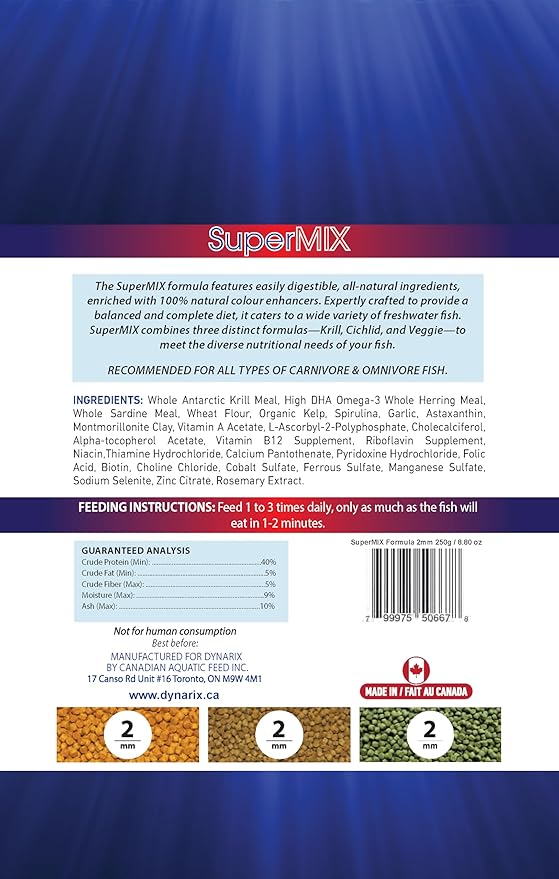 Northfin DynariX SuperMIX Fish Food – 2mm Sinking Pellets (Krill-Cichlid-Veggie) – High-Protein – for Cichlids, Oscars, Angelfish & More