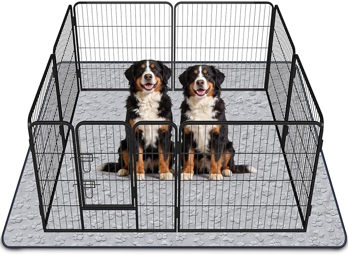 LOOBANI 2 Packs Extra Large Washable Pee Pads for Dogs 72"x72", Non-Slip Reusable Dog Mat, Super Absorbent Whelping Pads, Leak-Proof Dog Playpen Mat for Floor, Bed, Incontinence, Housebreak,Gray