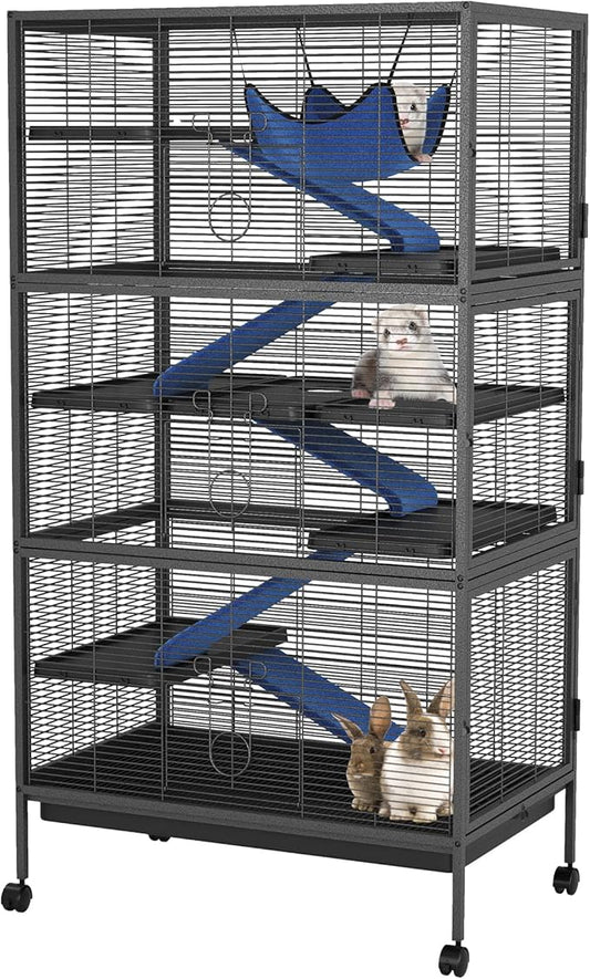 Garvee Metal Small Animal Cages, 58" h Large Ferret Nation Cage with Hammock, 7 Removable Platforms for Sugar Glider, Guinea Pigs, Chinchillas, Rabbit