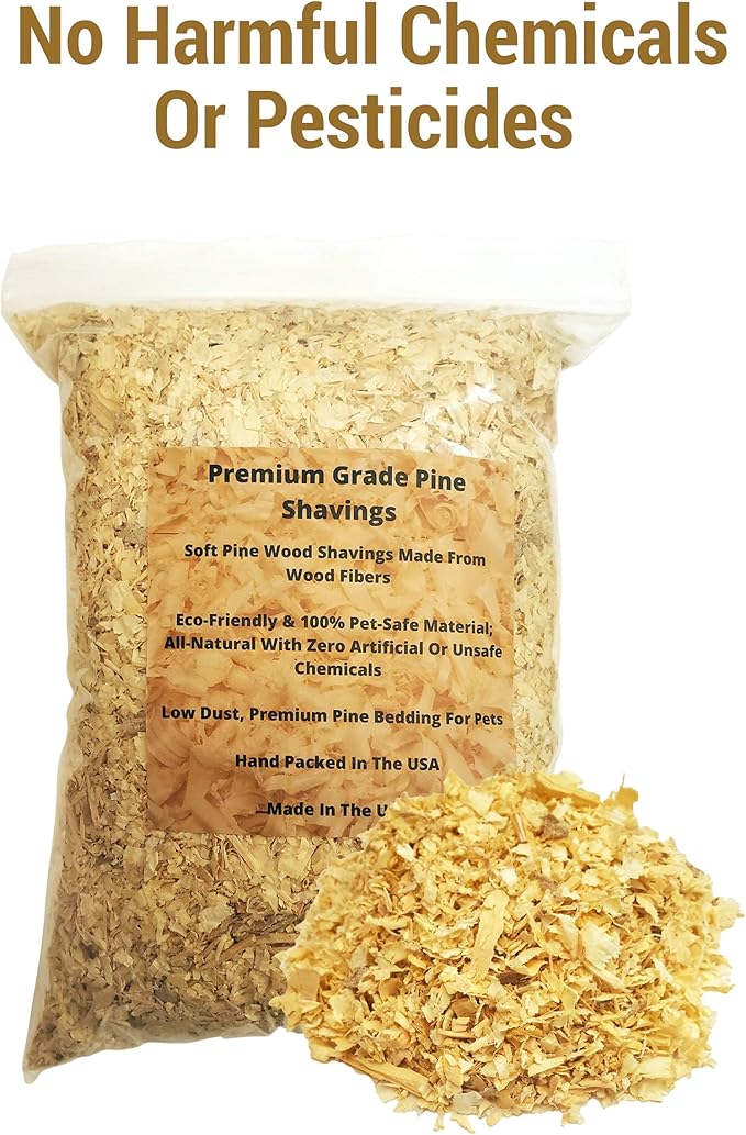 Premium Pine Bedding - 16 Quart |Soft, Dust Free Shavings | All Natural | Small Animals | Animal Bedding | Chicken Coop | Odor Control | Fresh Pine Flakes