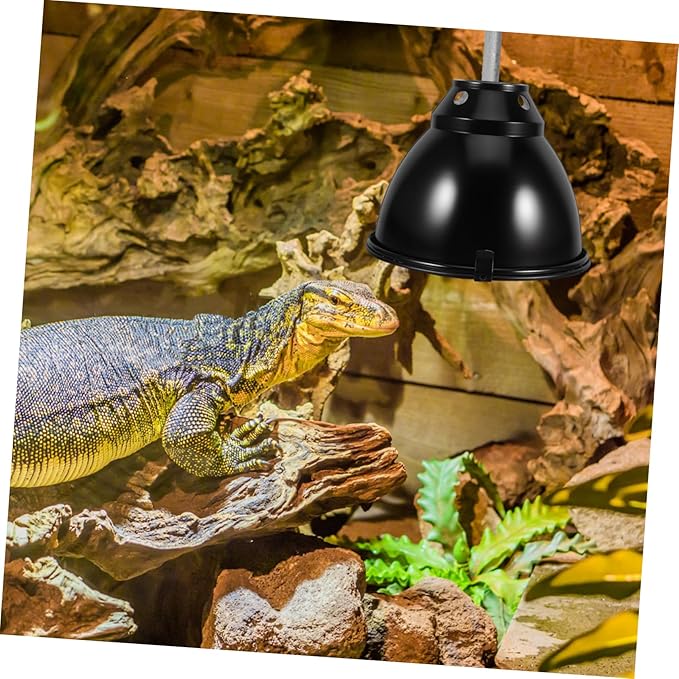 Ciieeo 1set Aluminum Dome Heat Lamp Shade for Reptiles Safety Cover Scald for Lizard Snake and Turtle Habitats Reflector