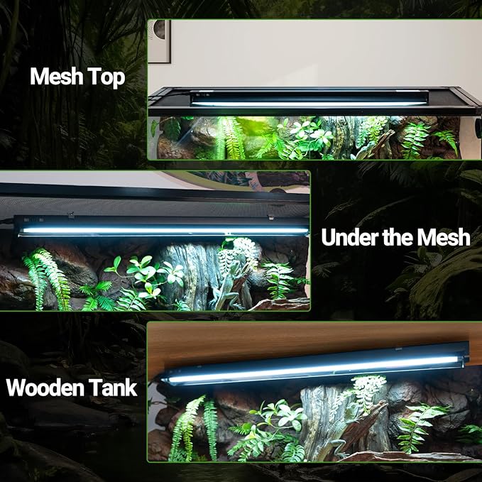 Switchable UVB Light for Reptiles, 39W T5 UVB Light Combo Kit for Tropical 5.0 & Desert 10.0, 34" Terrarium Hood Lamp Fixture with UVB 10.0 Bulb for Bearded Dragon Gecko Snake Lizard Turtle