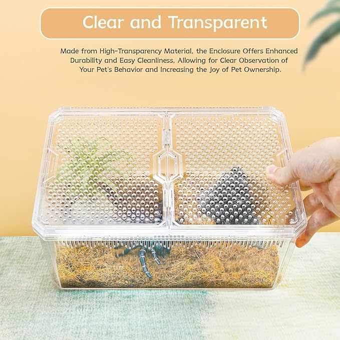 High-Transparency Reptile & Insect Enclosure Terrarium with Magnetic Door, Excellent Ventilation, Easy Cleaning, and Strong, Long-Lasting Build for Cricket,Frog,Gecko(White, 9.3x6.2x4.6 Inch)