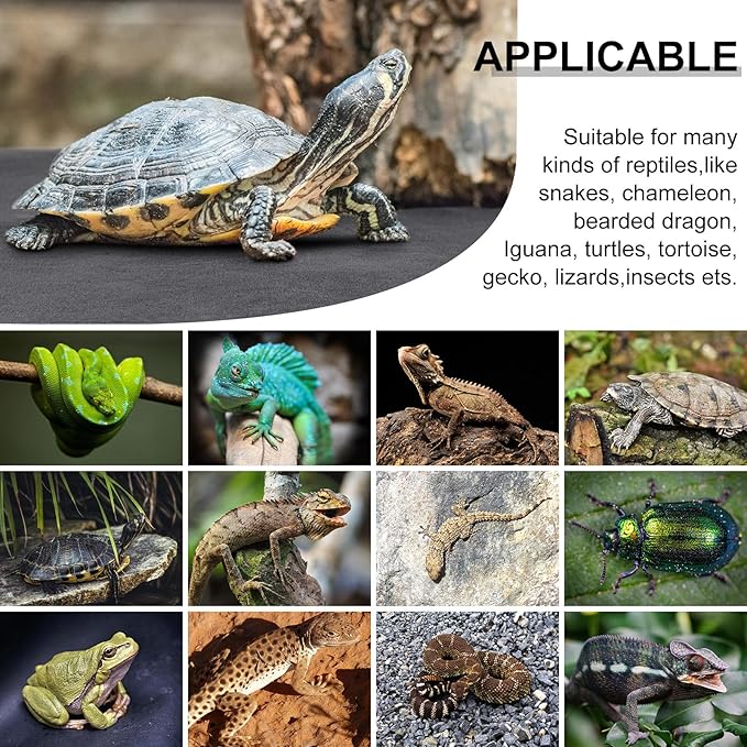 Haull 4 Pcs Reptile Carpet Pet Terrarium Floor Liners Bedding Substrate Liner Supplies Reptile Cage Mat Tank Accessories for Lizard Bearded Dragon Tortoise Snake Leopard (Black,47 x 24 Inch)