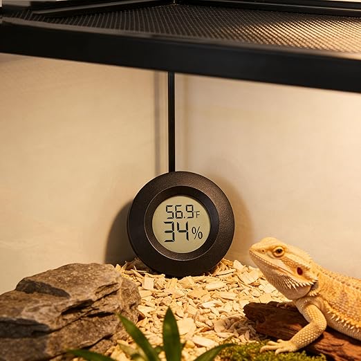 2-Pack Mini Hygrometer Thermometer Indoor Outdoor Round Humidity Meter, Small Digital LCD Monitor Gauge Sensor (℉) or (℃) for Reptile Thermostat, Jars