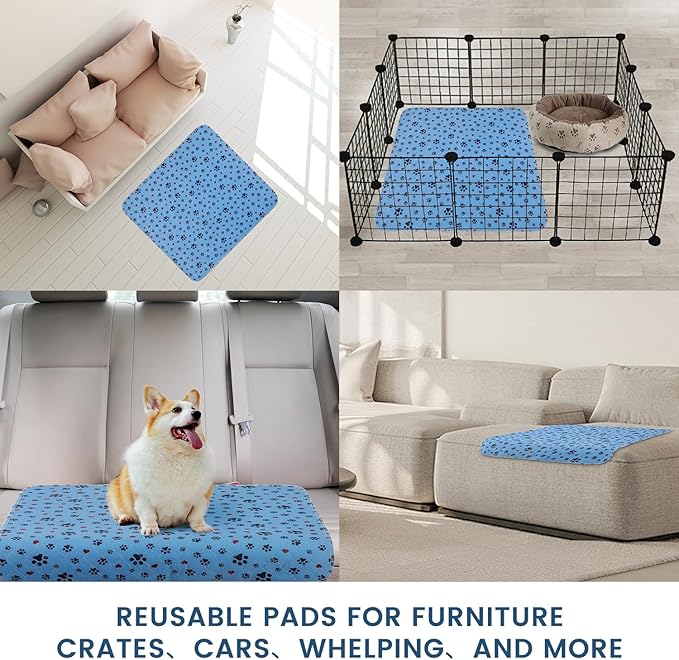 Washable Pee Pads for Dogs,6 Pack Large 18"x24" Super Absorbent Reusable Puppy Pads,Non-Slip 100% Waterproof Dog Pee Pads,Pet Training Pads for Couch, Crate,Potty Training,Floor