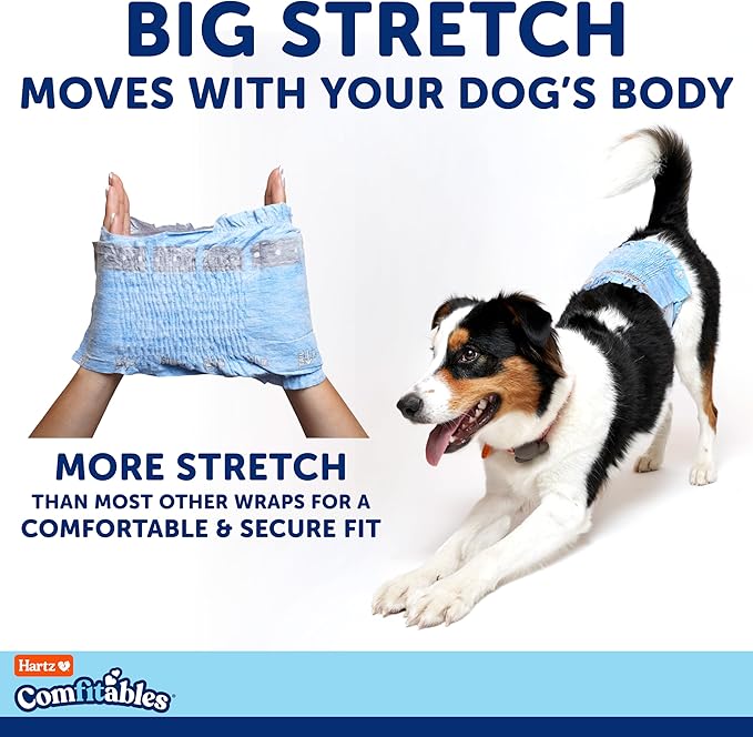 Hartz Comfitables Disposable Male Dog Wraps with Stretchy Waistband, Medium 36 Count