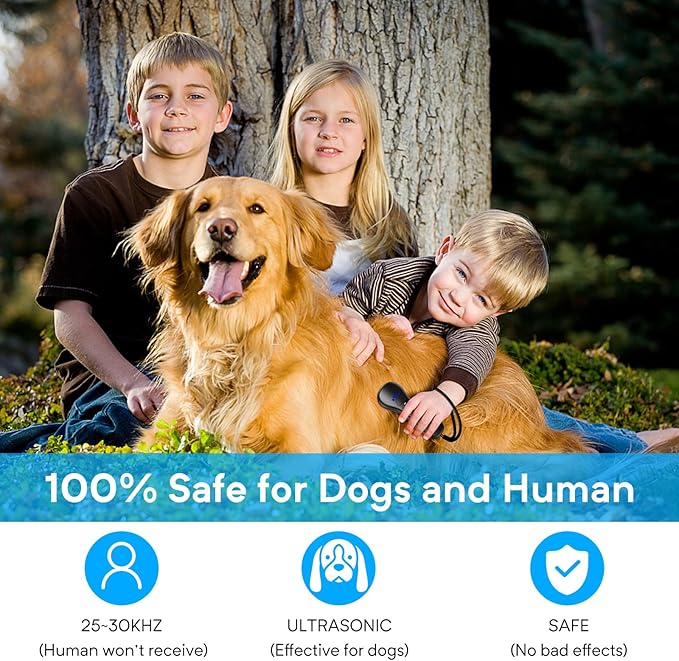 New Anti Barking Device, Dog Barking Control Devices,Rechargeable Ultrasonic Dog Bark Deterrent up to 16.4 Ft Effective Control Range Safe for Human & Dogs Portable Indoor & Outdoor(Black)