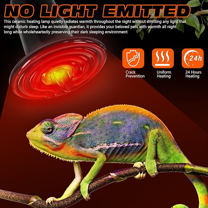 150W Ceramic Heat Emitter Reptile Heat Bulb E26 Base Heat Lamp Bulbs No Light Heat Lamp for Amphibian Pet Brooder Coop Lizard Turtle Snake Terrarium