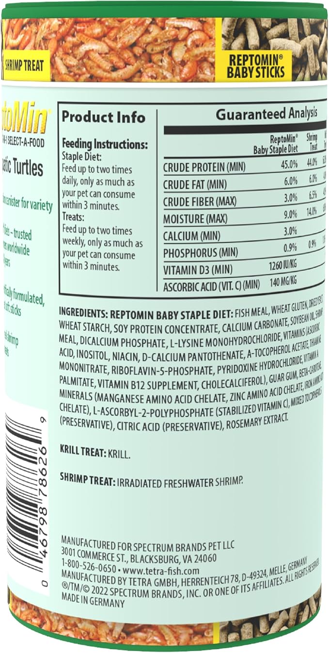 Tetra ReptoMin 3-in-1 Select-A-Food, 1.94 Ounces (55 Grams), Food and Treats Formulated for Aquatic Turtles