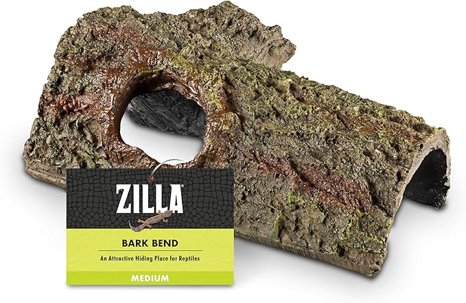 Zilla Pet Reptile Bark Bends Terrarium Decor, Medium,Brown