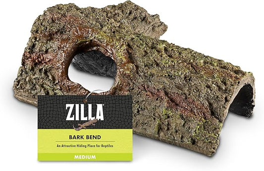 Zilla Pet Reptile Bark Bends Terrarium Decor, Medium,Brown