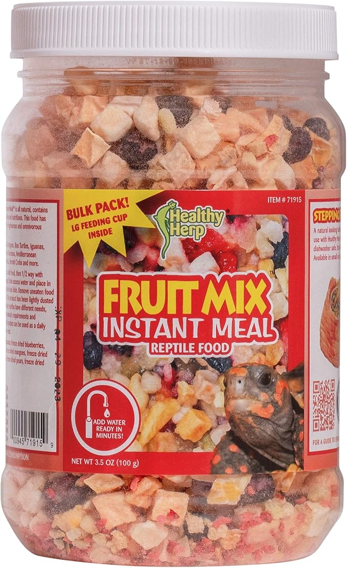 Healthy Herp Fruit Mix Instant Meal Reptile Food - Bearded Dragon Accessories & Bearded Dragon Food - Nutritious Blend for Bearded Dragons, Box Turtles, Tortoises, Hermit Crabs - 3.5 oz (99g)