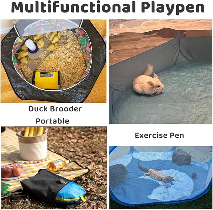 Amakunft Small Animal Playpen with Mesh Cover 47x23.6x15in – Portable Pop-Up Bunny Play Pen| Foldable and Breathable Indoor Outdoor Chick Brooder Box for Guinea Pig, Hamster, Rabbit, Kitten