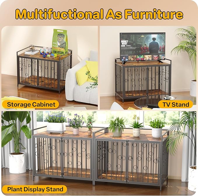 Furniture Style Dog Crate 38 Inch for Small Dogs, Heavy Duty Escape-Proof Dog Kennel with 4 Safety Latches, Decorative Wood Dog House Indoor with Water-Resistant Top, Modern Pet Crate End Table