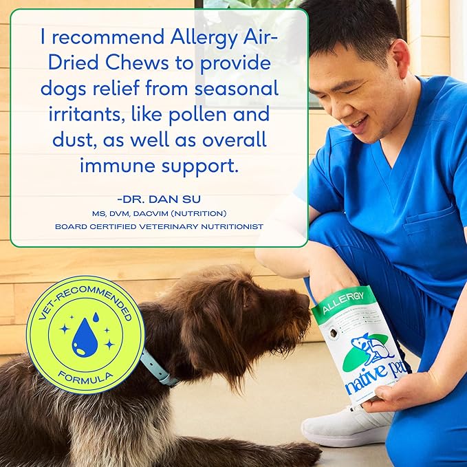 Native Pet Dog Allergy Chews - Dog Allergy Relief for XL Breeds - Supports Seasonal Itch Relief, Healthy Immune Function & Reduces Sneezing - Colostrum, Spirulina, & Probiotics - 30 Days Supply