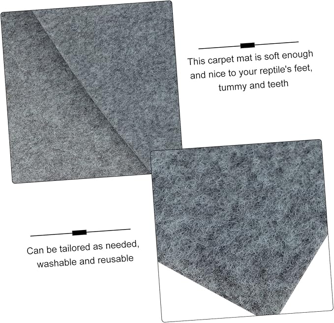 Abaodam Terrarium Carpet Mat for Reptiles Cuttable Substrate Liner Soft and Safe Bedding for Tortoises Snakes and Lizards Grey Water-Absorbent Design