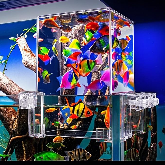 Okllen Negative Pressure Fish Tank Acrylic, Auto-Refill Hanging Aquarium with Fish Elevator, Water Level Maintenance & 360° View, Space-Saving External Suspended Tank for Betta/Guppy