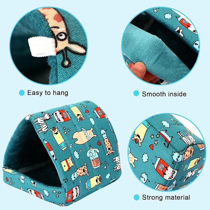 UPINS 4 Pack Guinea Pig Bed, Guinea Pig Hideout Washable Small Animal House Cage Accessories for Dwarf Rabbits Chinchillas Hamsters Hedgehogs Ferrets Bearded Dragons and Rats(20 x 20 cm)