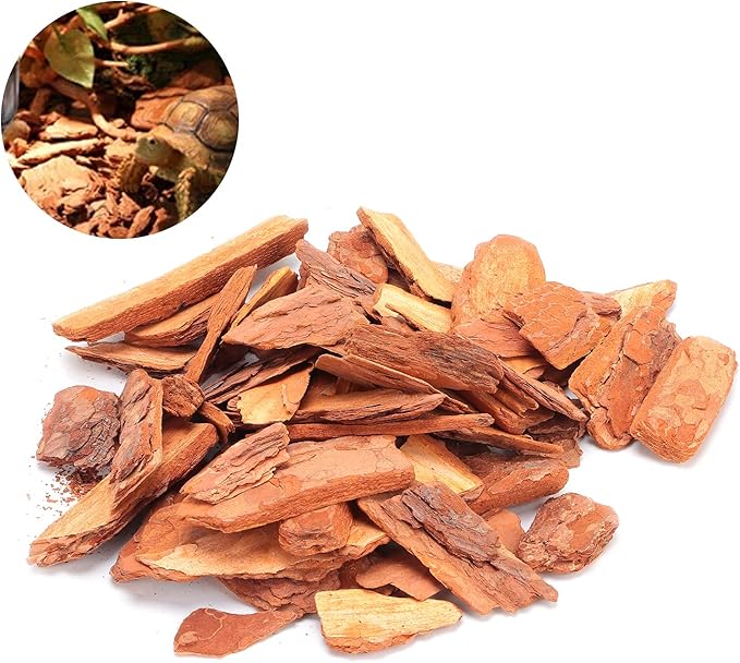 LIZEALUCKY Reptile Cork Bark Substrate Bedding, Box Bedding Pine Bark Granule Bedding, Reptile Breeding Bedding Habitat Decor for Tortoises Lizards (Large granules 250g)