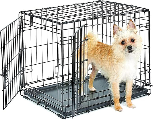 Midwest Homes for Pets 24-Inch New World Crate for Small Breeds, 12-20 lbs, Double Door Folding Dog Crate, Leak-Proof Tray & Secure Latches, Portable, Durable & Easy to Assemble