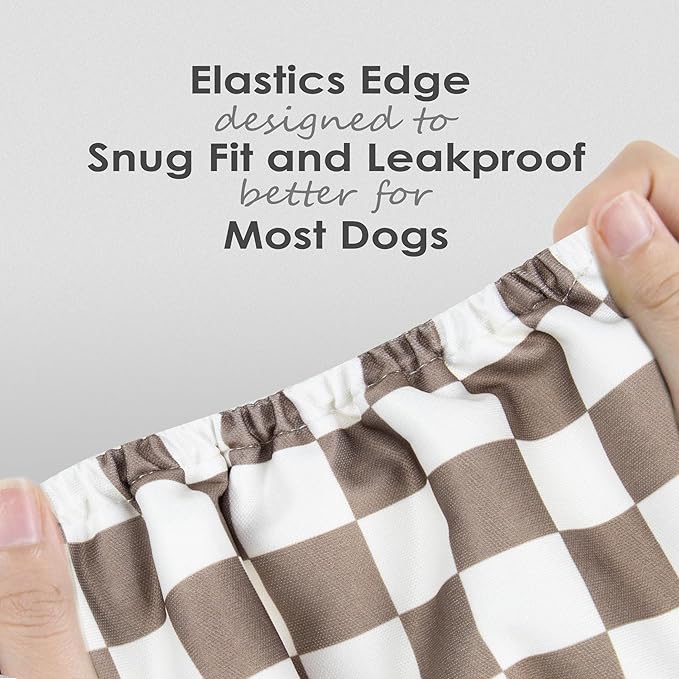 wegreeco Washable Male Dog Belly Band (Stylish Pattern)- Pack of 3 - Washable Male Dog Belly Wrap, Dog Diapers Male (Black, Grey, Dark Coffee Checkerboard, X-Large)