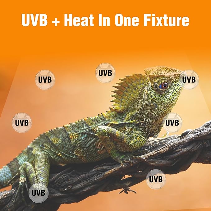CAROLINACUSTOMCAGES T5HO Double 34” UVB Reptile Light Fixture 39w, Bearded Dragon and Reptile Terrarium Light Fixture
