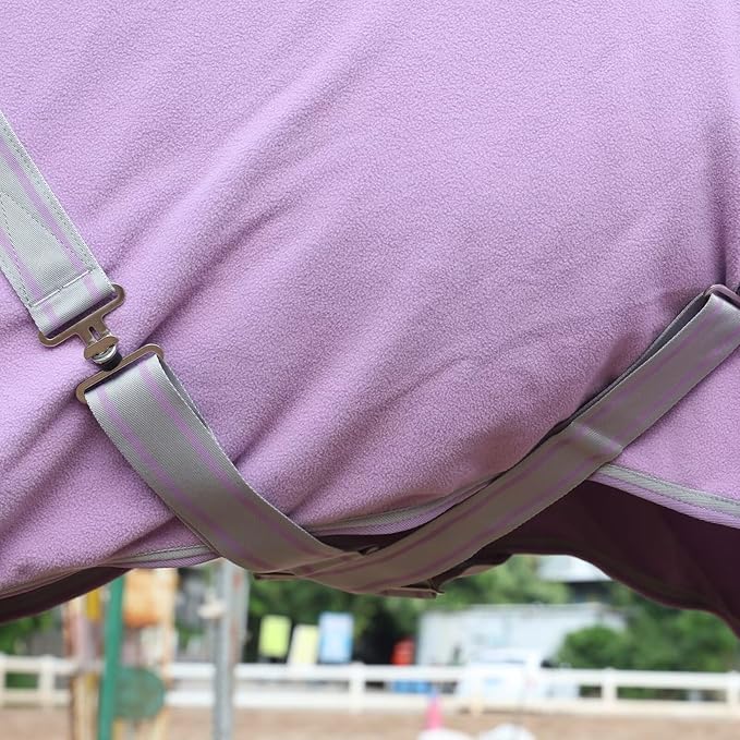 LEAFOREST Horse Fleece Blanket Polar Fleece Cooler Liner Soft Exercise Blankets for Horses Moisture Wicking Sheet in The Barn, Stable, Stall, Pasture, Paddock Purple 78 inches