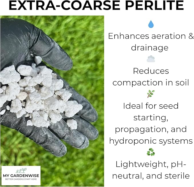 GARDENWISE Perlite for Plants, Extra Coarse Grade 4 Horticultural Perlite, Organic Perlite for Gardening Indoor & Outdoor, Made in USA (5 quarts)