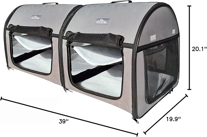 Soft Dog Cat Crate The Portable 2-in-1 Double Travel Kennel Tube Carrier for All Pets Car Seat Ready