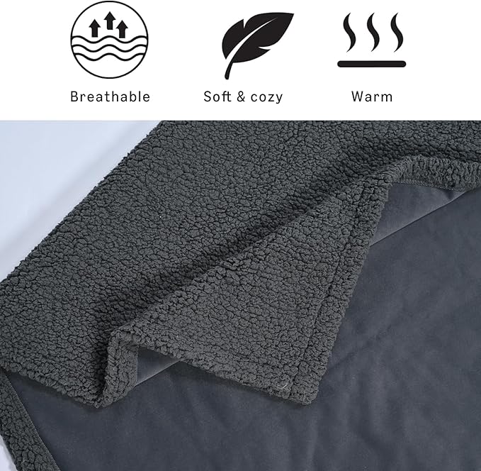Amazon Basics Dog Blanket for Sofa Bed Couch, Washable Reversible Fleece Furniture Protector Cover for Small Medium Large Dogs Cats, Gray, 57x40 Inches