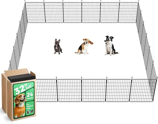FXW MiniPaws Unleashed Dog Playpen, Expandable & Portable Design for Yard, RV Camping and Indoor Use, for Small and Medium Dogs, 32-inch 24 Panels