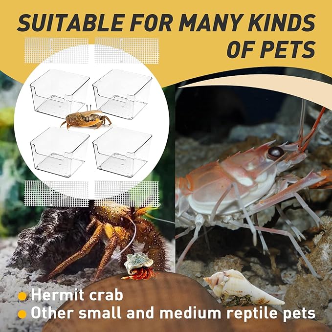 4 Packs Hermit Crab Water Tank - Ideal Hermit Crab Pool Combination - Water Tank with Cuttable Climbing Ramp