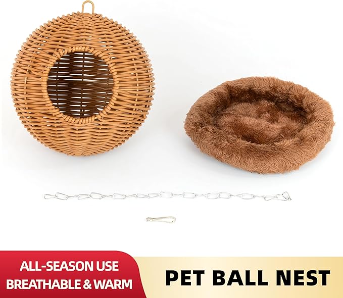 NEOUZA Sugar Glider Pouch Pet Glider Cage Sleep Bag for Small Animals Squirrels Marmosets Rats Hamsters, Metal Frame PP Rattan Durable Water Resistant Non Toxic Safe Material