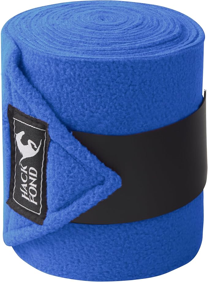 Fleece Horse Polo Leg Wraps Set of 4, 10' Horse Leg Bandages Stable Supplies Equestrian Boots True Blue