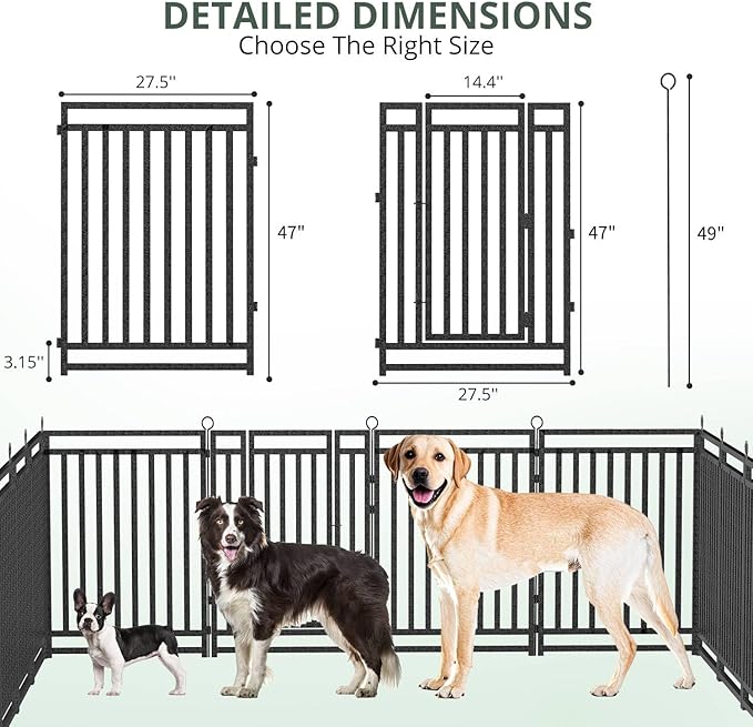 Dog Fence Outdoor Indoor, 47 Inch Height 40 Panels Dog Playpen for Large/Medium/Small Dogs Metal Dog Pen for Yard Camping and RV | Black-Silver