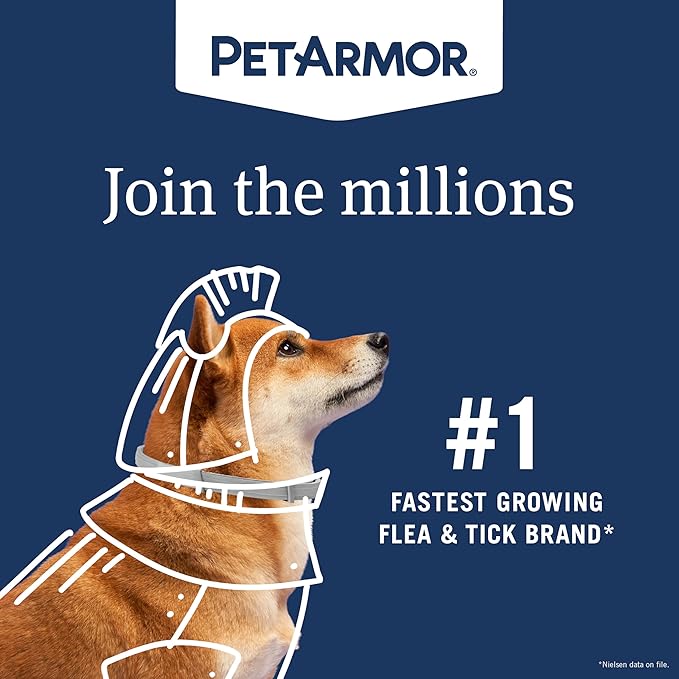 PetArmor Extend Large Dog Flea and Tick Treatment & Prevention, Collar for Large Dogs Above 18 lbs., 8 Months of Protection, Odorless & Non-Greasy, Waterproof, Kills Fleas, Ticks, and Larvae, 1 Count