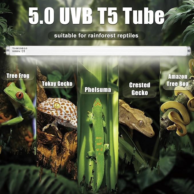 T5 HO UVB 5.0 Reptile Replacement Tube, 39W 34 in Linear Fluorescent Lamp, for Rainforest Reptiles