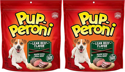 Pup-Peroni Dog Treats, Lean Beef Flavor, 22.5 Ounce, Made with Real Beef, 90% Fat Free (Pack of 2)