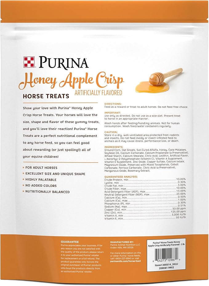 Purina Honey Applecrisp Horse Treats, 3 (3LB) Pound Bag