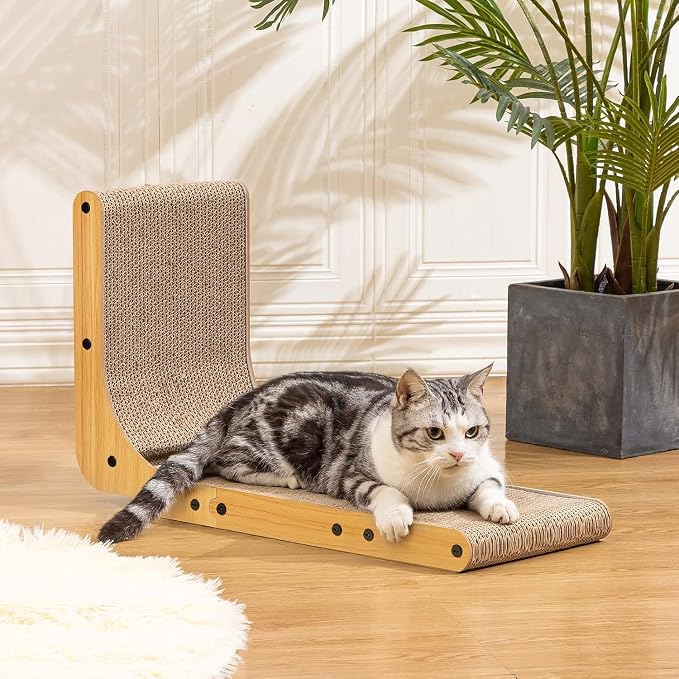 Poils bebe L Shape Cat Scratcher, 26.8 Inch Cat Scratchers for Indoor Cats - Image 2