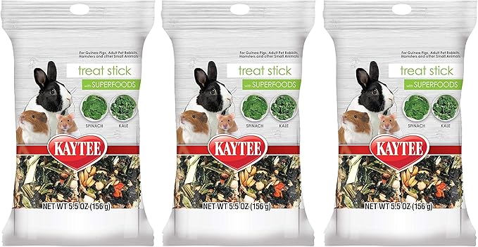 Kaytee 6 Pack of Small Pet Superfood Treat Sticks, .17 Ounces Each, with Spinach and Kale