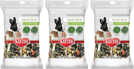 Kaytee 6 Pack of Small Pet Superfood Treat Sticks, .17 Ounces Each, with Spinach and Kale