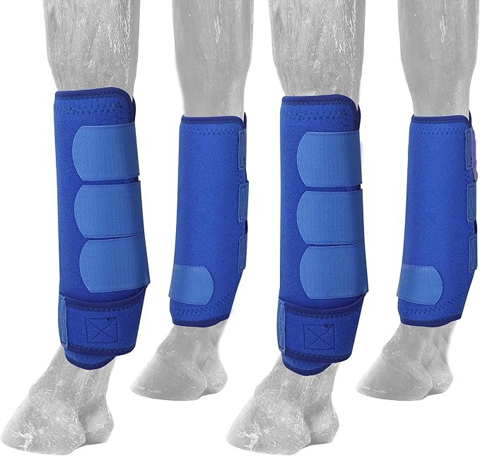 Medicine Horse Boots Splint Boots for Horses Protective Lower Limb Brushing Boots Front Hind Leg Protection Gear Set of 4 (Blue, Small)