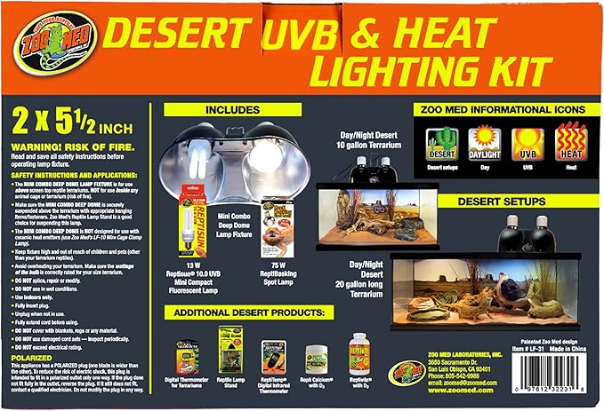 Zoo Med Desert UVB & Heat Lighting Dual Kit