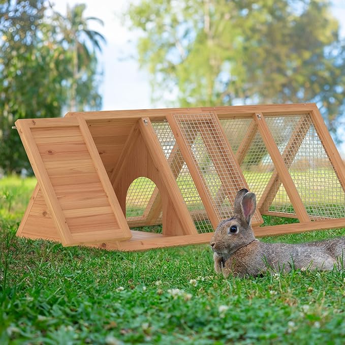 Outdoor Rabbit House Bunny Chicken Coop Wooden Small Animals Quail Cage Hamster Pet Run Cage Poultry Hutch with 2 Doors (46")