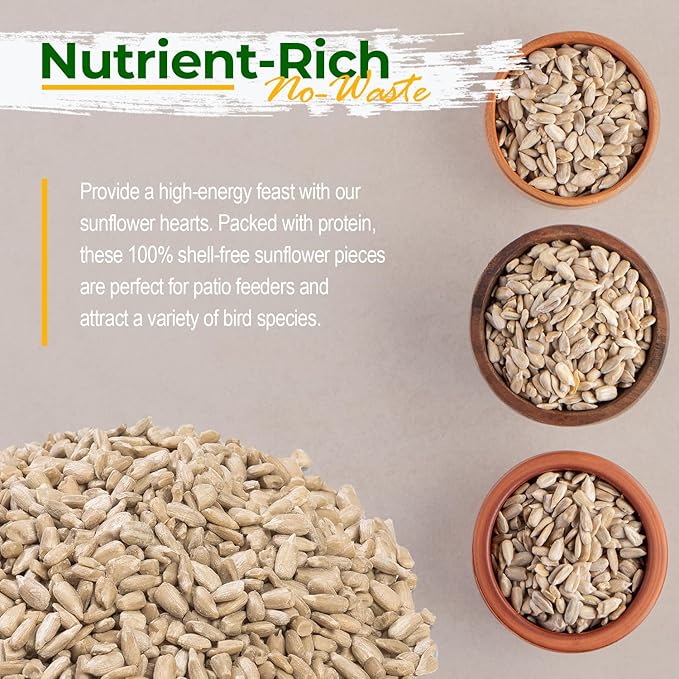 Old Potters Wildlife Sunflower Hearts & Chips for Bird Feeding and Wildlife Bird attracting, Non-GMO and USA Grown, 50 lbs