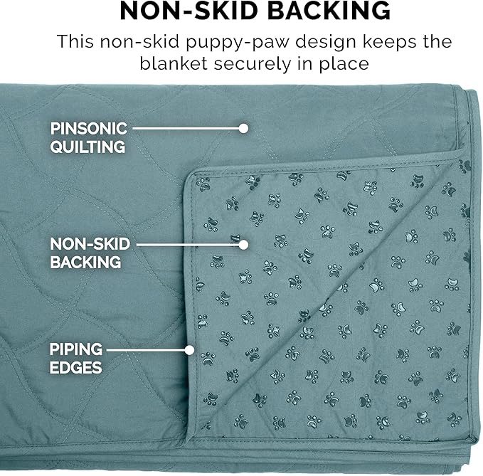 Furhaven Waterproof & Non-Slip King Size Mattress Cover Protector for Dogs & Cats, Washable, For Beds, Couches, & Car Seats - Quilted Twill Blanket Mattress Cover - Nile Blue, Jumbo/King Size