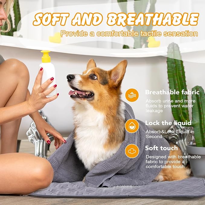 60x48 in Washable Pee Pads for Dogs, 2 Pack Reusable Puppy Pads, Waterproof Non-Slip Pet Pee Pads, 4 Layer Design Pet Training Pads for Dogs, Cats, Bunny(Grey